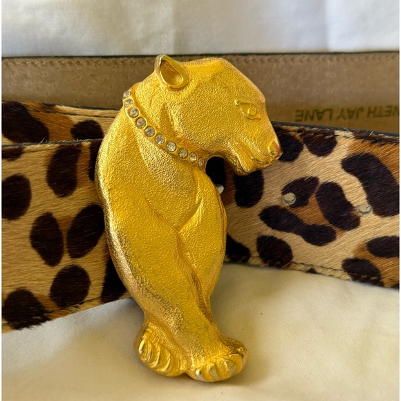 KJL Leopard Belt, Striking Leopard Leather Vintage Belt.